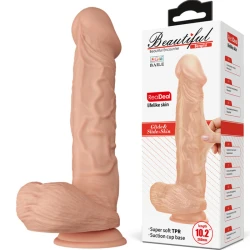 Dildo realist flexibil din TPR, culoare piele, 26 cm