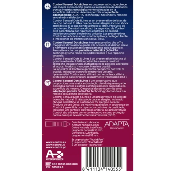 Control - Prezervative Tip Model Sensual Dots & Lines, Negru