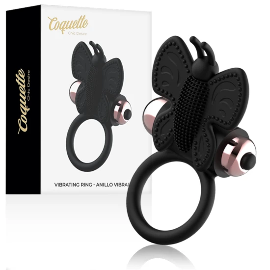 Inel Vibrator Coquette Chic Desire - Fluture, Negru/Auriu