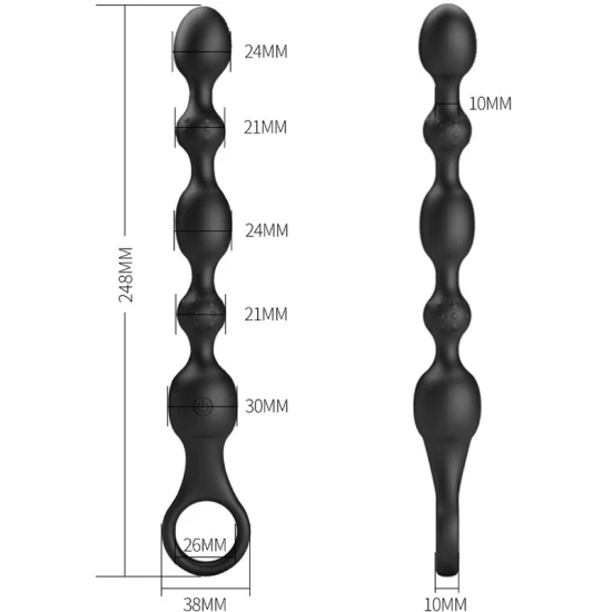 Vibrator anal cu bile, 10 moduri, silicon, Negru