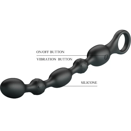 Vibrator anal cu bile, 10 moduri, silicon, Negru