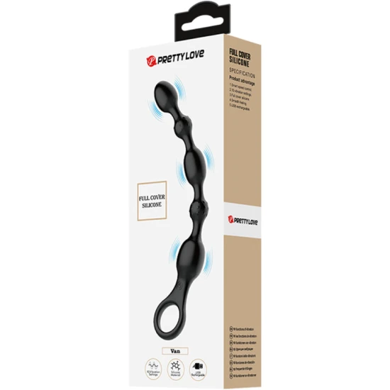 Vibrator anal cu bile, 10 moduri, silicon, Negru