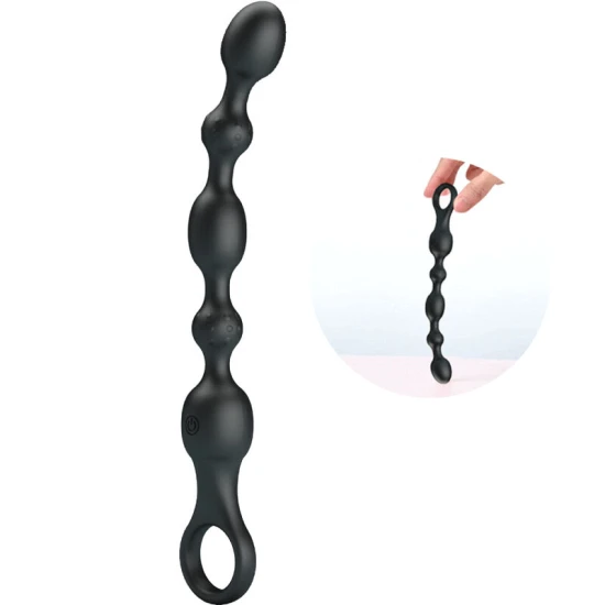 Vibrator anal cu bile, 10 moduri, silicon, Negru