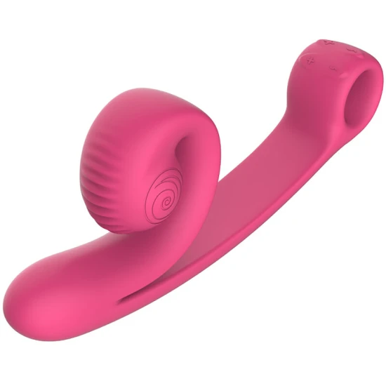 Vibrator Curve din silicon, roz, cu husă și cablu magnetic