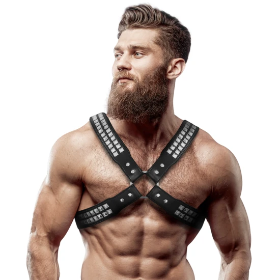 Ham Crossed Chest, Eco-Leather Cu Nituri, Negru