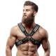 Ham Crossed Chest, Eco-Leather Cu Nituri, Negru
