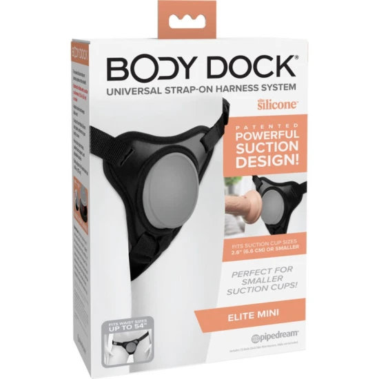 Body Dock Elite Mini - ham tip strap-on, negru