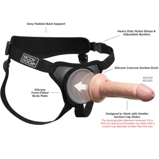 Body Dock Elite Mini - ham tip strap-on, negru