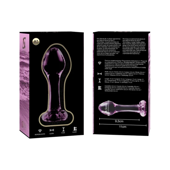 Plug Anal Nebula Series Model 2 - Sticlă Borosilicată, Roz, 11 cm