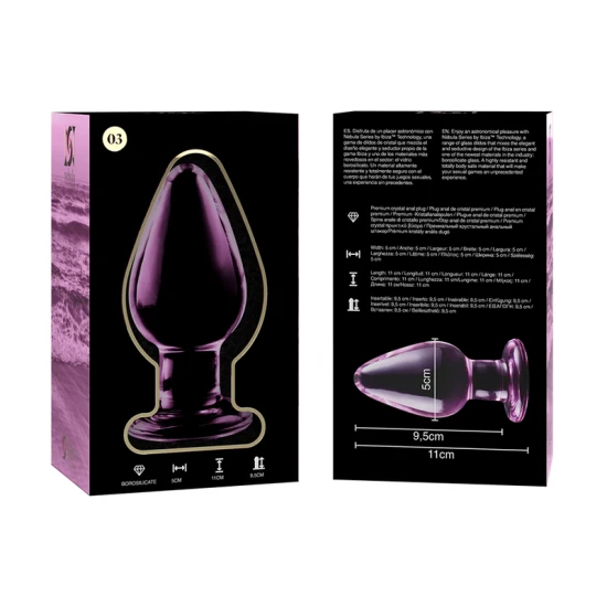 Plug Anal Model 3 - Sticlă Borosilicată, Roz, 11 cm
