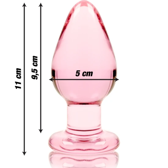 Plug Anal Model 3 - Sticlă Borosilicată, Roz, 11 cm