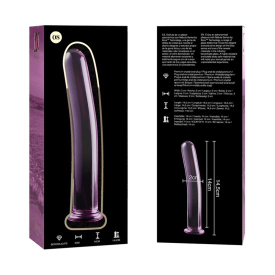 Dildo Nebula Series Model 8 - Borosilicate Glass, Roz, 14.5 cm