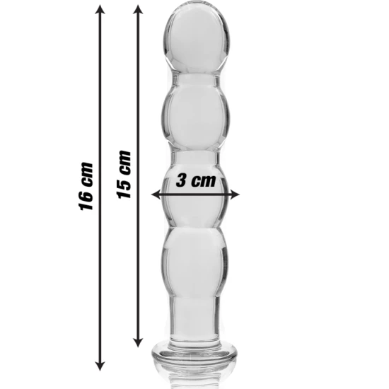 Dildo Nebula Series Model 10 - Borosilicate Glass, Alb, 16.5 cm