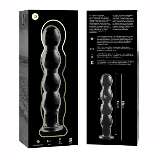 Dildo Nebula Series Model 10 - Borosilicate Glass, Alb, 16.5 cm