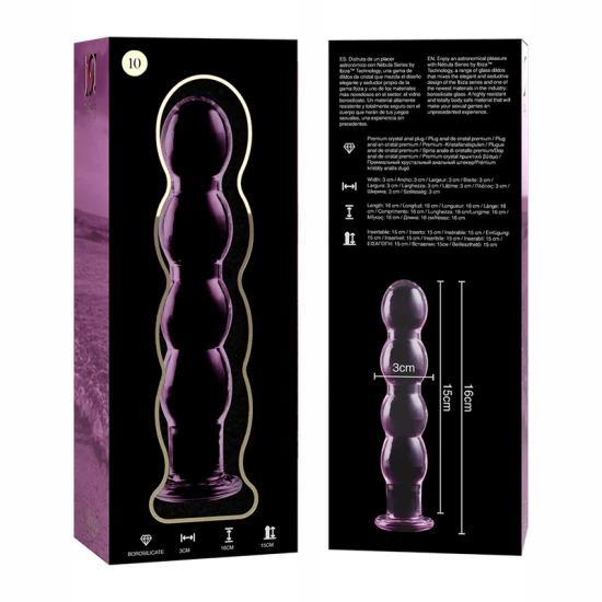 Dildo Nebula Series Model 10 - Borosilicate Glass, Roz, 16.5 cm