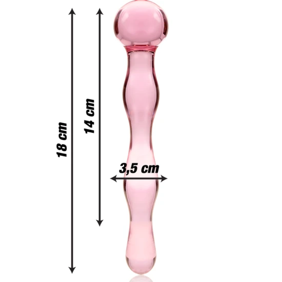 Dildo Luxos din Sticlă Borosilicată Roz 18 cm