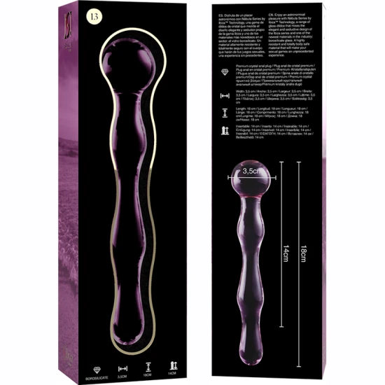 Dildo Luxos din Sticlă Borosilicată Roz 18 cm
