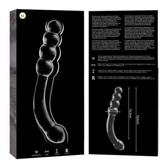 Dildo Nebula Series Model 14 - Borosilicat, Transparent, 18.5 cm