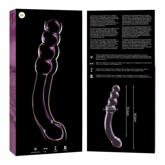 Dildo Nebula Series - Borosilicate Glass, Roz, 18.5 cm