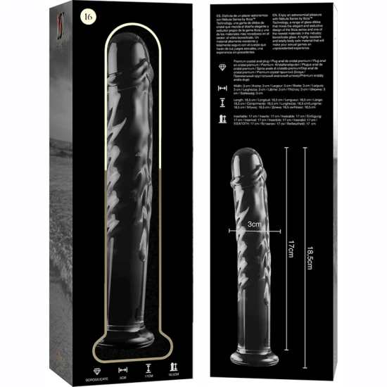 Dildo Nebula Series - Borosilicate Glass, Clear, 18.5 cm