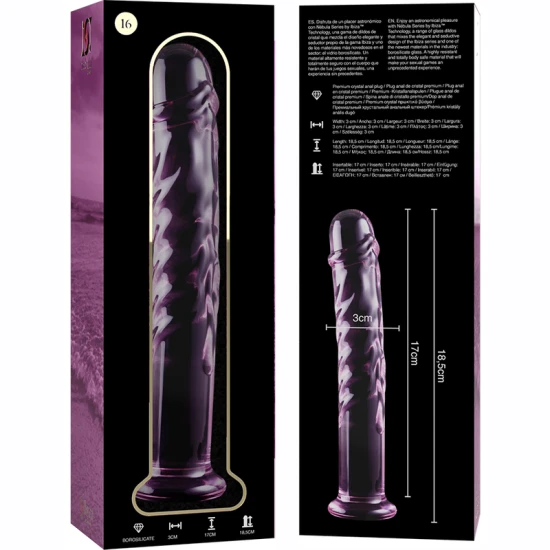 Dildo de Lux din Sticlă Borosilicată Roz 18.5 cm