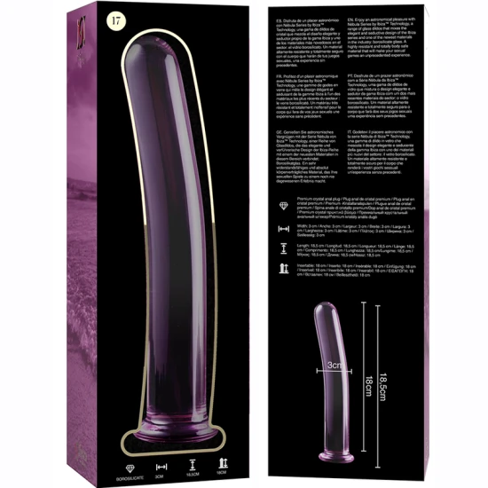Dildo Nebula Series - Borosilicate Glass, Roz, 18.5 cm -O- 3 cm