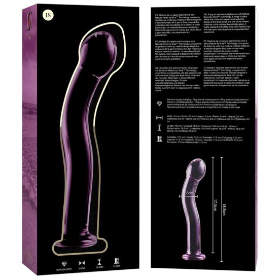 Dildo Nebula Series - Borosilicate Glass, Roz, 18.5 cm