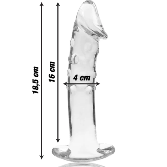 Dildo Nebula Series Model 19 - Borosilicate Glass, Alb, 18.5 cm