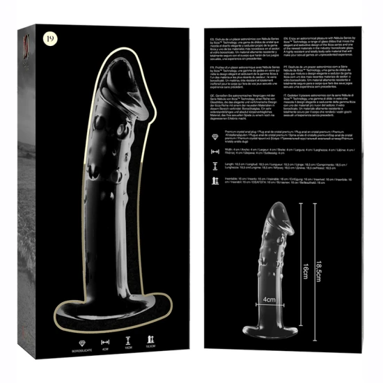 Dildo Nebula Series Model 19 - Borosilicate Glass, Alb, 18.5 cm