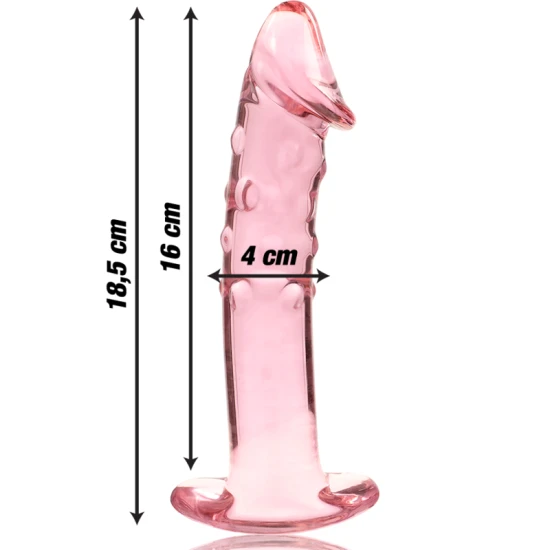 Dildo de Sticlă Borosilicată Roz 18.5 cm -O- 4 cm