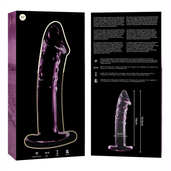 Dildo de Sticlă Borosilicată Roz 18.5 cm -O- 4 cm