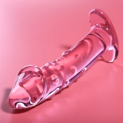 Dildo de Sticlă Borosilicată Roz 18.5 cm -O- 4 cm