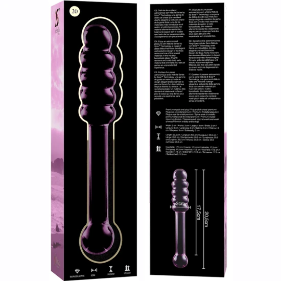 Dildo Nebula Series by Ibiza - Borosilicate Glass, Roz, 20.5 cm