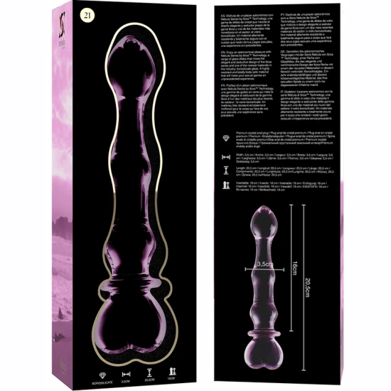 Dildo Nebula Series - Borosilicate Glass, Roz, 20.5 cm