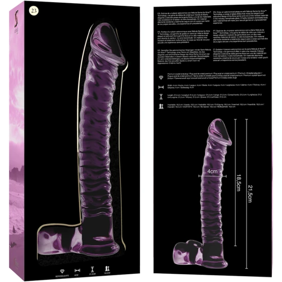 Dildo Nebula Series - Borosilicate Glass, Roz, 21.5 cm