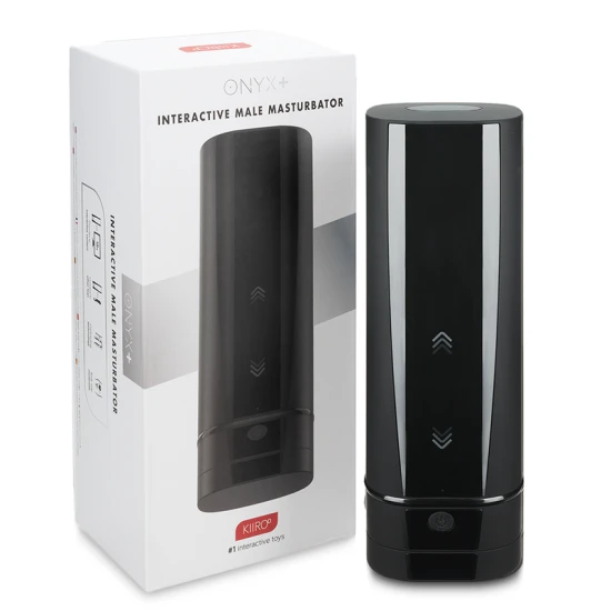 Masturbator teledildonic Onyx+ cu textură de piele, Negru