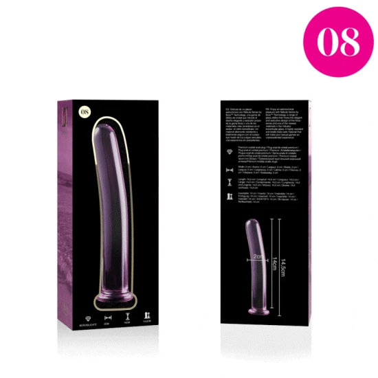 Dildo Nebula Series Model 8 - Borosilicate Glass, Roz, 14.5 cm