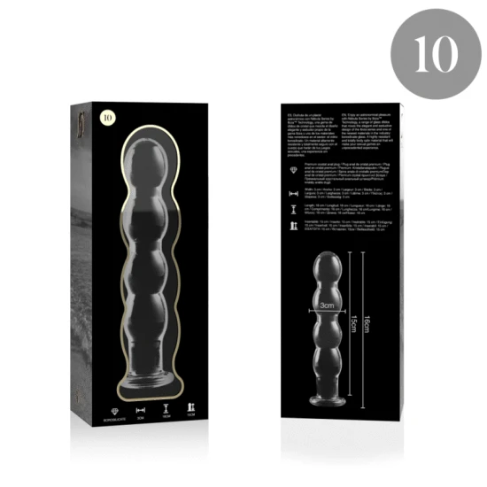 Dildo Nebula Series Model 10 - Borosilicate Glass, Alb, 16.5 cm