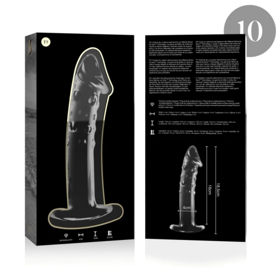 Dildo Nebula Series Model 19 - Borosilicate Glass, Alb, 18.5 cm