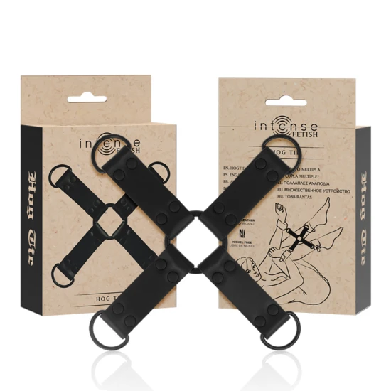 INTENSE - Ham de tip hog tie, Fetish, din piele ecologică , Negru