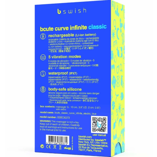Vibrator Bcute Curve, reîncărcabil, din silicon, albastru