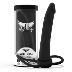 MYTHOLOGY - DILDO ANAL CU INEL PENTRU PENIS ȘI TESTICULE, Negru