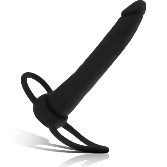 MYTHOLOGY - DILDO ANAL CU INEL PENTRU PENIS ȘI TESTICULE, Negru