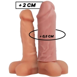 Manșon V3, Liquid Silicone Penis Extension, Bej