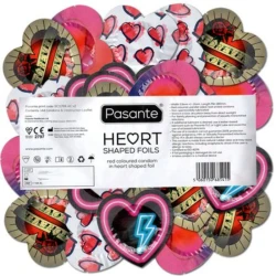 Set prezervative în formă de inimă red heart shape bag, 144 unități