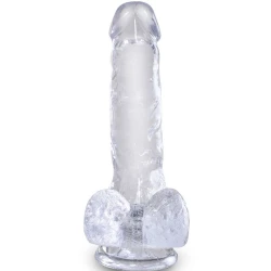Penis realist transparent cu bile, 13,5 cm