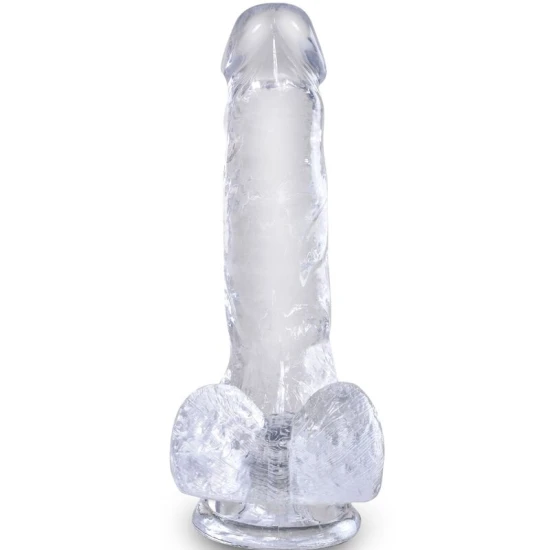Penis realist transparent cu bile, 13,5 cm