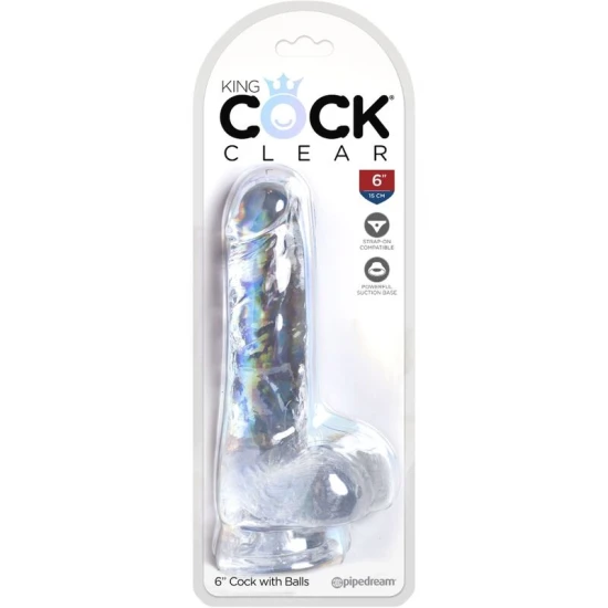 Penis realist transparent cu bile, 13,5 cm
