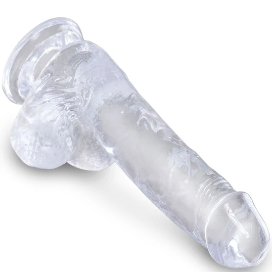 Penis realist transparent cu bile, 13,5 cm