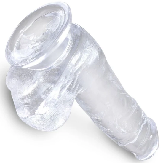 Penis realist transparent cu bile, 13,5 cm